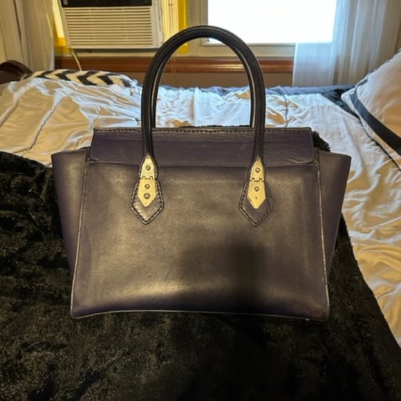 EUC Henri Bendel Large A-List Flap Satchel Gorgeous Purple/Blue - Picture 3 of 7